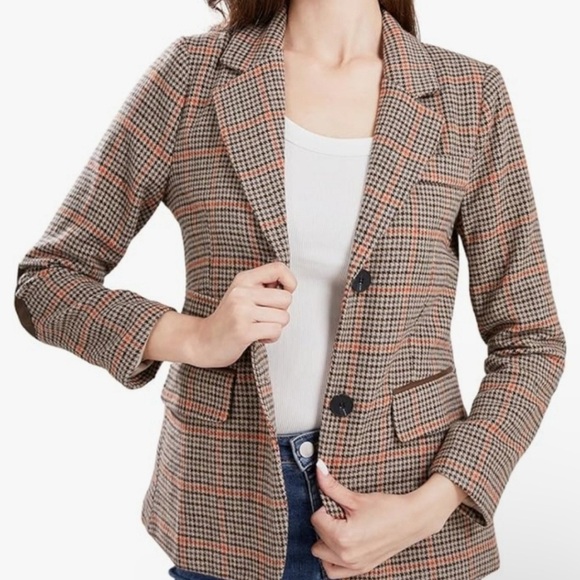 ebossy Womens Vintage Nothced Lapel Single Breasted Boyfriend Blazer Medium - Picture 1 of 6